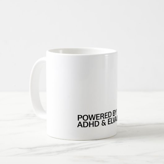 Powered By ADHD & Elvanse Kaffeetasse (Vorderseite Links)