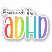 Powered by ADHD | Rainbow Typografie Aufkleber (Vorderseite)