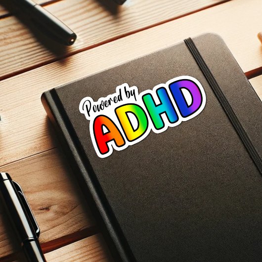 Powered by ADHD | Rainbow Typografie Aufkleber