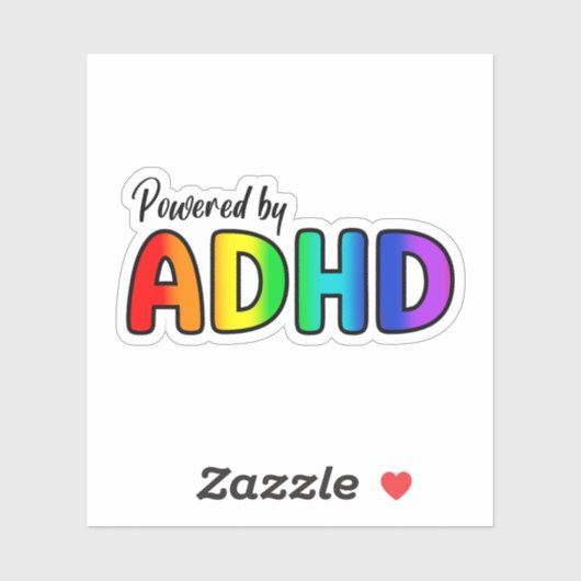 Powered by ADHD | Rainbow Typografie Aufkleber (Blatt)