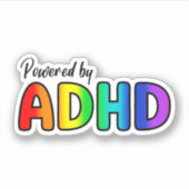 Powered by ADHD | Rainbow Typografie Aufkleber (Vorderseite)