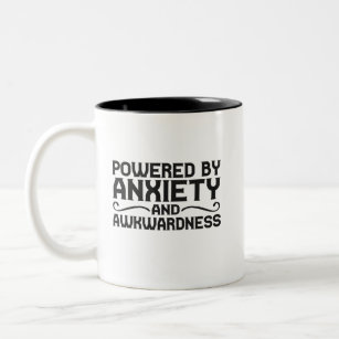 Powered By Anxiety and Awkwardness Funny Introvert Zweifarbige Tasse