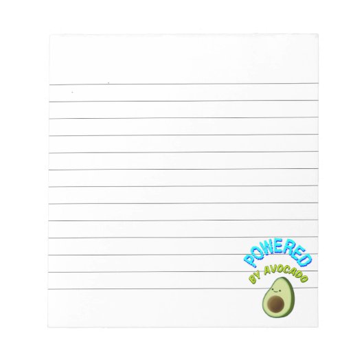 Powered by Avocado Lined Notizblock (Vorderseite)