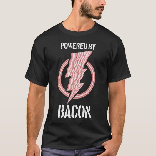 Powered by Bacon Breakfast Champ Funny Tasty Fried T-Shirt (Vorderseite)