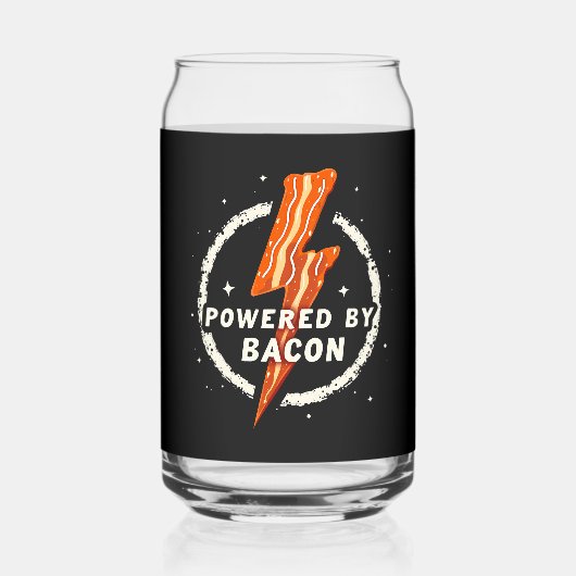 Powered by Bacon Funny Retro Feinschmecker Ästheti Dosenglas (Rückseite)