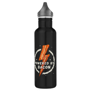 Powered by Bacon Funny Retro Feinschmecker Ästheti Edelstahlflasche