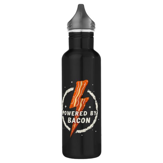 Powered by Bacon Funny Retro Feinschmecker Ästheti Edelstahlflasche (Links)