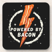 Powered by Bacon Funny Retro Feinschmecker Ästheti Getränkeuntersetzer (Vorderseite)