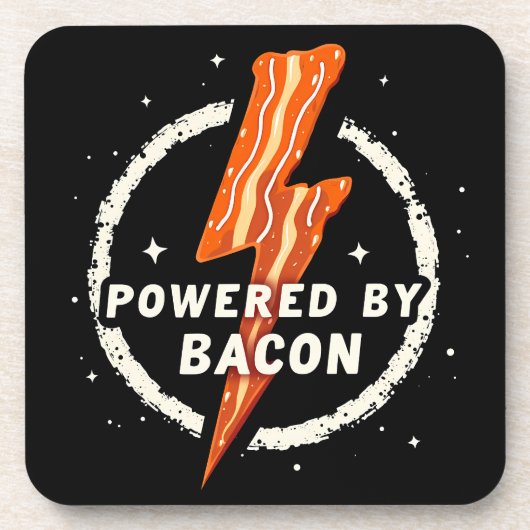 Powered by Bacon Funny Retro Feinschmecker Ästheti Getränkeuntersetzer (Vorderseite)