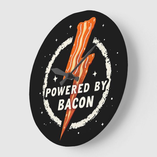 Powered by Bacon Funny Retro Feinschmecker Ästheti Große Wanduhr (Winkel)