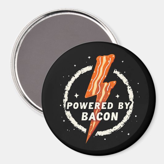 Powered by Bacon Funny Retro Feinschmecker Ästheti Magnet (Vorderseite/Rückseite)