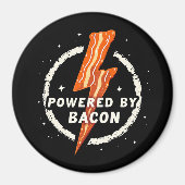 Powered by Bacon Funny Retro Feinschmecker Ästheti Magnet (Vorne)