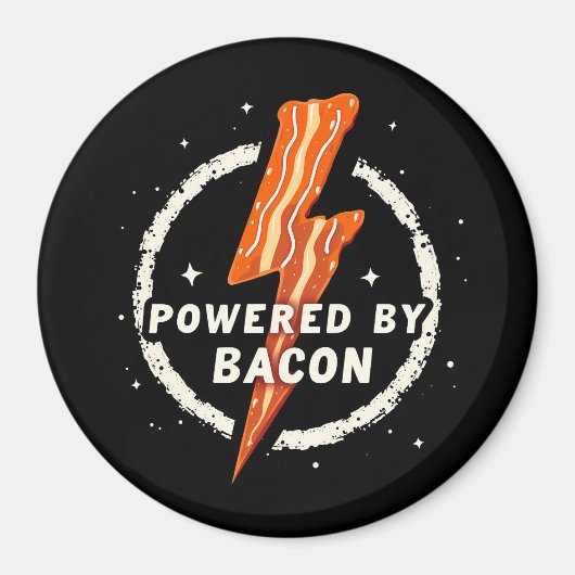 Powered by Bacon Funny Retro Feinschmecker Ästheti Magnet (Vorne)