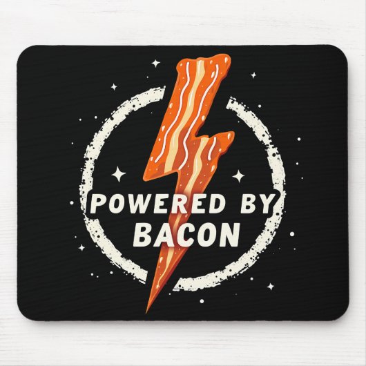 Powered by Bacon Funny Retro Feinschmecker Ästheti Mousepad (Vorne)