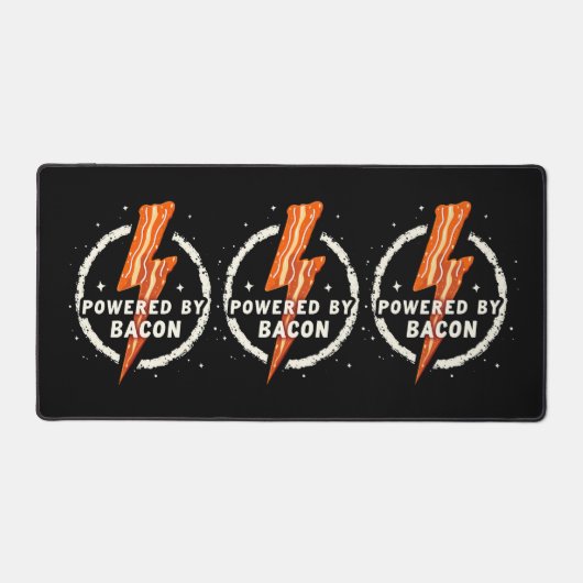 Powered by Bacon Funny Retro Feinschmecker Ästheti Schreibtischunterlage (Vorderseite)