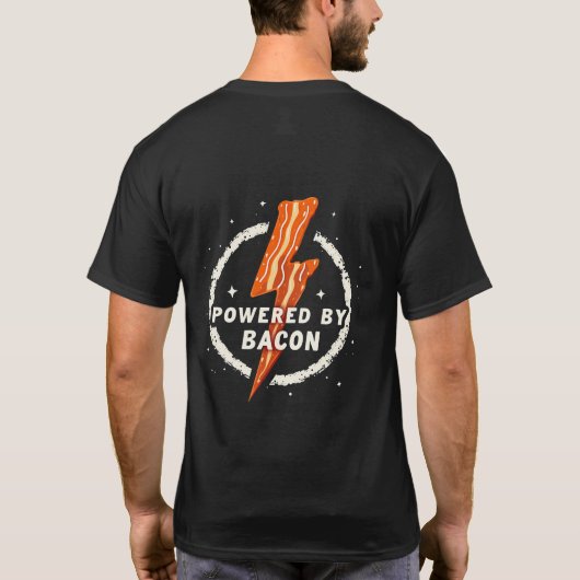 Powered by Bacon Funny Retro Feinschmecker Ästheti T-Shirt (Rückseite)