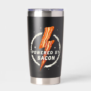 Powered by Bacon Funny Retro Feinschmecker Ästheti Thermobecher