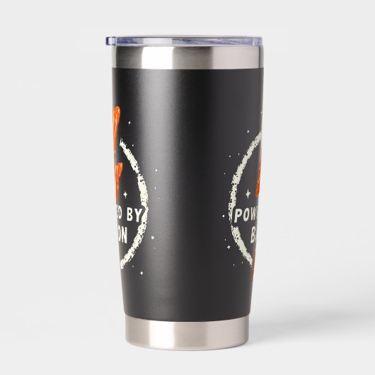 Powered by Bacon Funny Retro Feinschmecker Ästheti Thermobecher (Rechts)