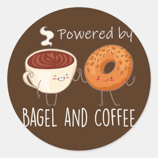 Powered by Bagel and Coffee Bagel lover Baking Runder Aufkleber (Vorderseite)