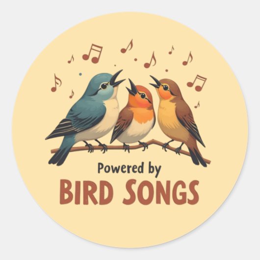 Powered by Bird Songs Runder Aufkleber (Vorderseite)