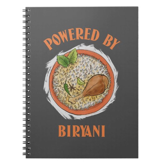 Powered by Biryani T - Shirt Notizblock (Vorderseite)