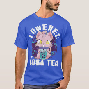 Powered by Boba Tea Anime Cat T-Shirt