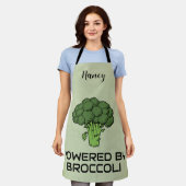 Powered by Broccoli Bold Green Personalisiert Name Schürze (Getragen)
