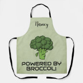 Powered by Broccoli Bold Green Personalisiert Name Schürze (Vorderseite)