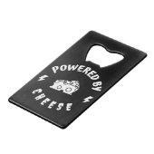 Powered By Cheese Geldbeutel Flaschenöffner (Vorderseite Schrägansicht)