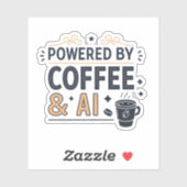Powered by Coffee & AI Retro Tech Vector Aufkleber (Blatt)