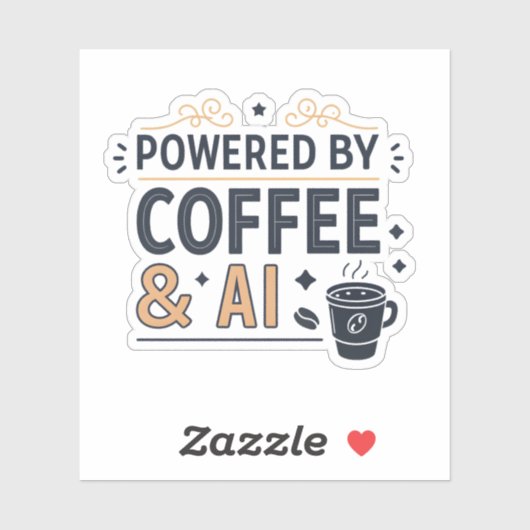 Powered by Coffee & AI Retro Tech Vector Aufkleber (Blatt)