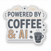 Powered by Coffee & AI Retro Tech Vector Aufkleber (Vorderseite)