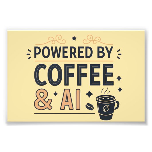 Powered by Coffee & AI Retro Tech Vector Fotodruck (Vorne)