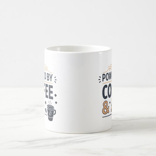 Powered by Coffee & AI Retro Tech Vector Kaffeetasse (Mittel)