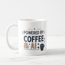 Powered by Coffee & AI Retro Tech Vector Kaffeetasse