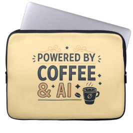 Powered by Coffee & AI Retro Tech Vector Laptopschutzhülle