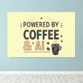 Powered by Coffee & AI Retro Tech Vector Leinwanddruck (Insitu (Holzboden))