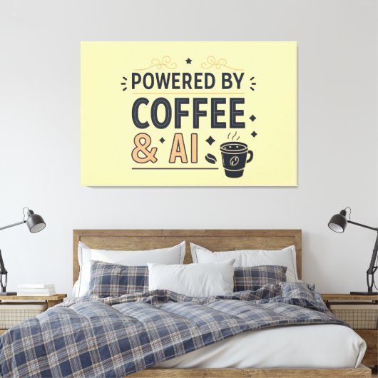 Powered by Coffee & AI Retro Tech Vector Leinwanddruck (Insitu (Schlafzimmer))