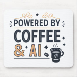 Powered by Coffee & AI Retro Tech Vector Mousepad
