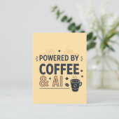 Powered by Coffee & AI Retro Tech Vector Postkarte (Stehend Vorderseite)