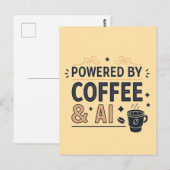 Powered by Coffee & AI Retro Tech Vector Postkarte (Vorne/Hinten)