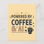 Powered by Coffee & AI Retro Tech Vector Postkarte (Vorderseite)
