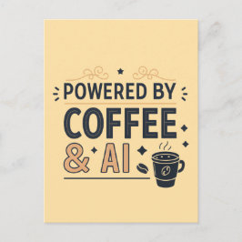 Powered by Coffee & AI Retro Tech Vector Postkarte