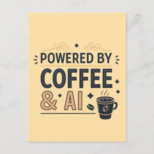 Powered by Coffee & AI Retro Tech Vector Postkarte (Vorderseite)