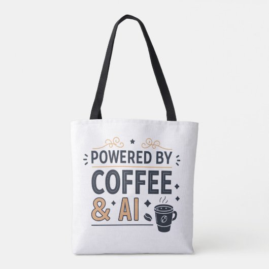 Powered by Coffee & AI Retro Tech Vector Tasche (Rückseite)