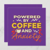Powered by Coffee and Anxiety | Funny Retro Typogr Einladung (Vorne/Hinten)