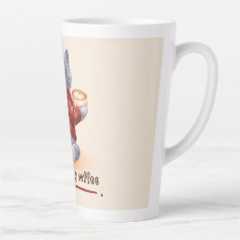 "Powered by Coffee" Cat Holding A Cup of Coffee Milchtasse