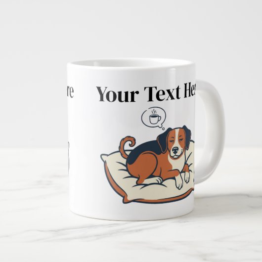 Powered by Coffee & Dog Dreams Jumbo-Tasse (Vorderseite Rechts)