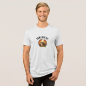 Powered by Coffee • Funny Caffeine Lover Design Tri-Blend Shirt (Vorderseite voll)