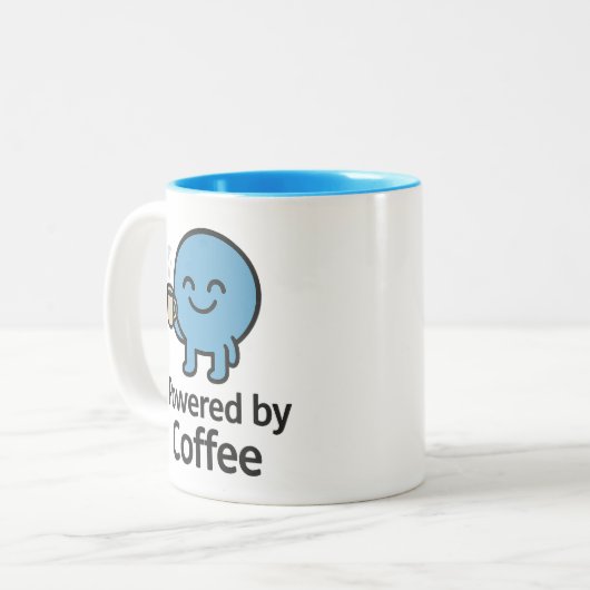 Powered by Coffee - Funny Smilo Tasse (Vorderseite Links)
